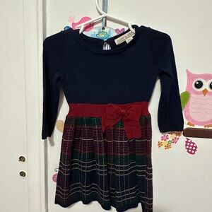 Hope & Henry Navy and Red Plaid Kids Dress